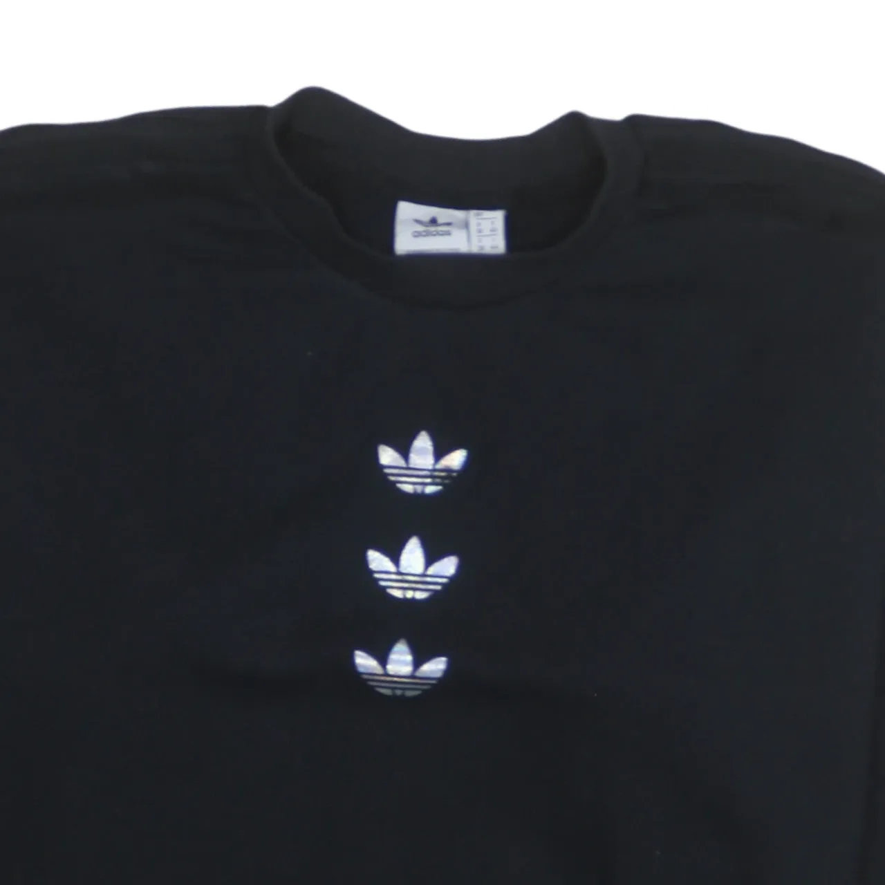 Adidas Black Sweatshirt Women’s XLarge Triple Trefoil Embroidered Logo Crewneck Pullover sold by Vintage Club product image thumbnail 3