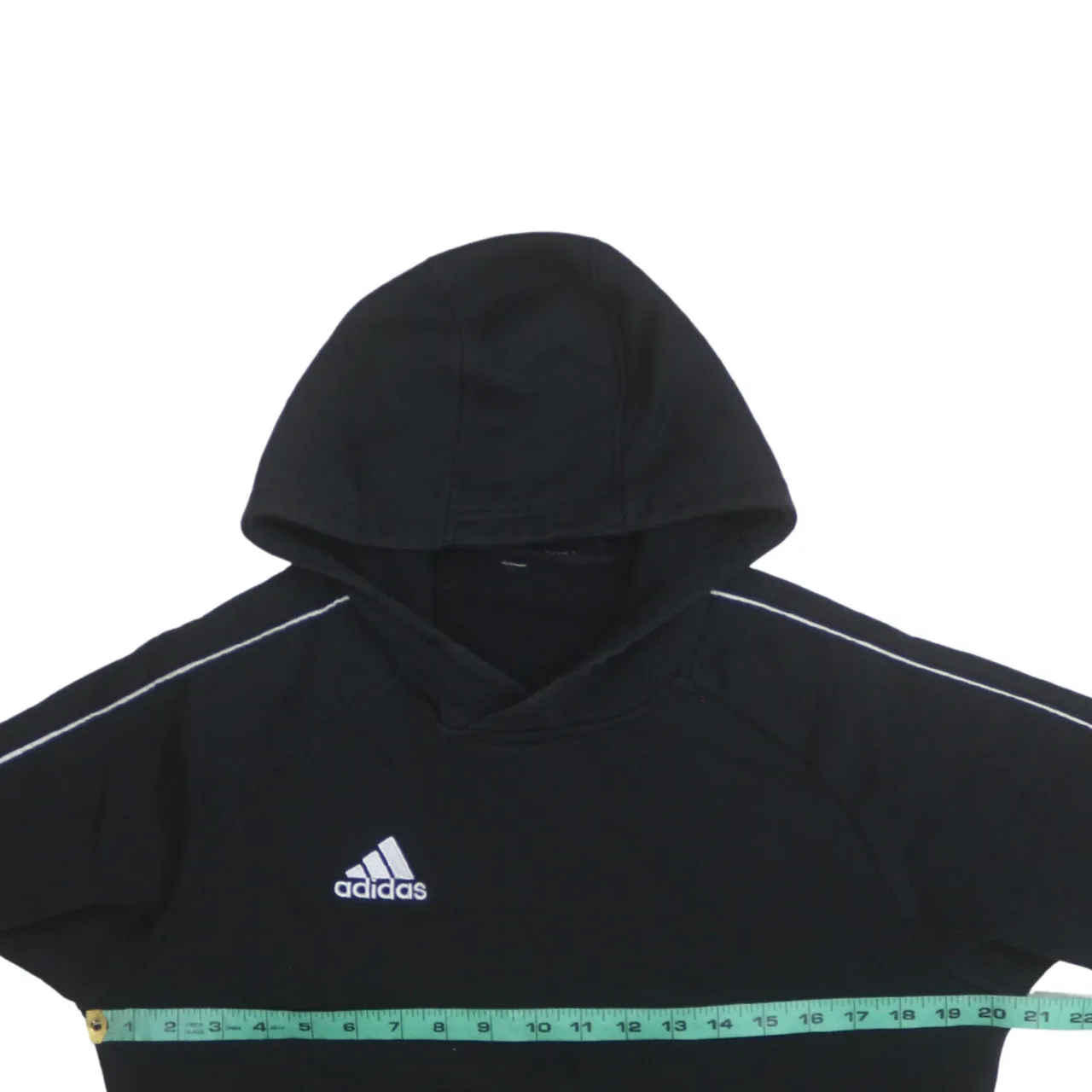 Adidas Black Hoodie Men's Small Embroidered Logo Contrast Piping Front Pocket Sweatshirt sold by Vintage Club product image thumbnail 5