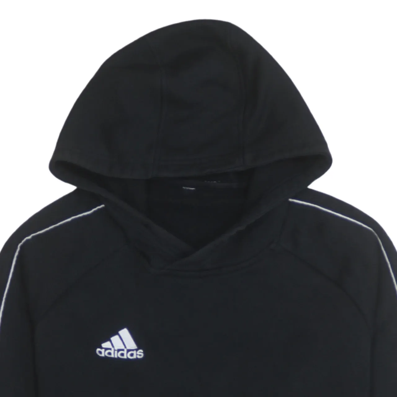 Adidas Black Hoodie Men's Small Embroidered Logo Contrast Piping Front Pocket Sweatshirt sold by Vintage Club product image thumbnail 3