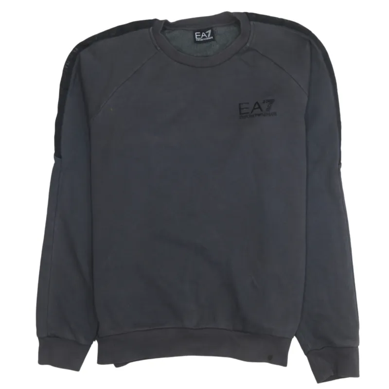 Emporio Armani Dark Grey Sweatshirt Women's XLarge EA7 Embroidered Chest Logo Crewneck Pullover sold by Vintage Club