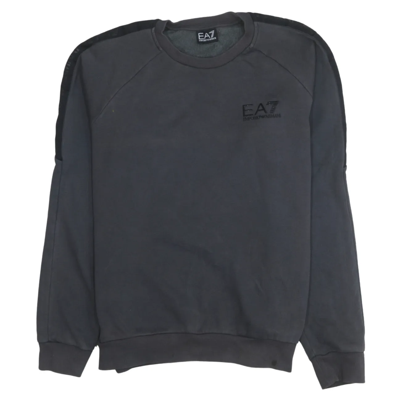 Emporio Armani Dark Grey Sweatshirt Women's XLarge EA7 Embroidered Chest Logo Crewneck Pullover sold by Vintage Club