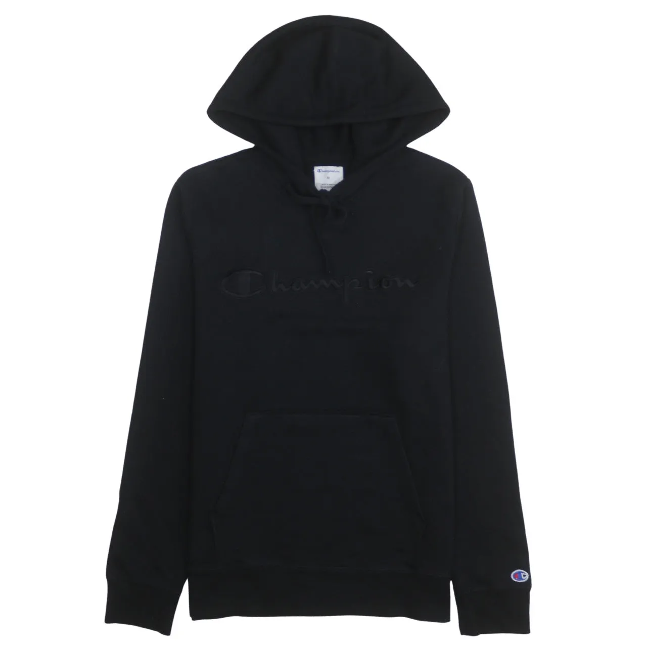 Champion Black Hoodie Men's Medium Embroidered Logo Front Pocket Pullover Sweatshirt sold by Vintage Club