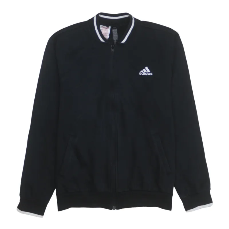 Adidas Black Zip Jacket Women’s Large Embroidered Chest Logo Big Back Logo Track Top made by Adidas