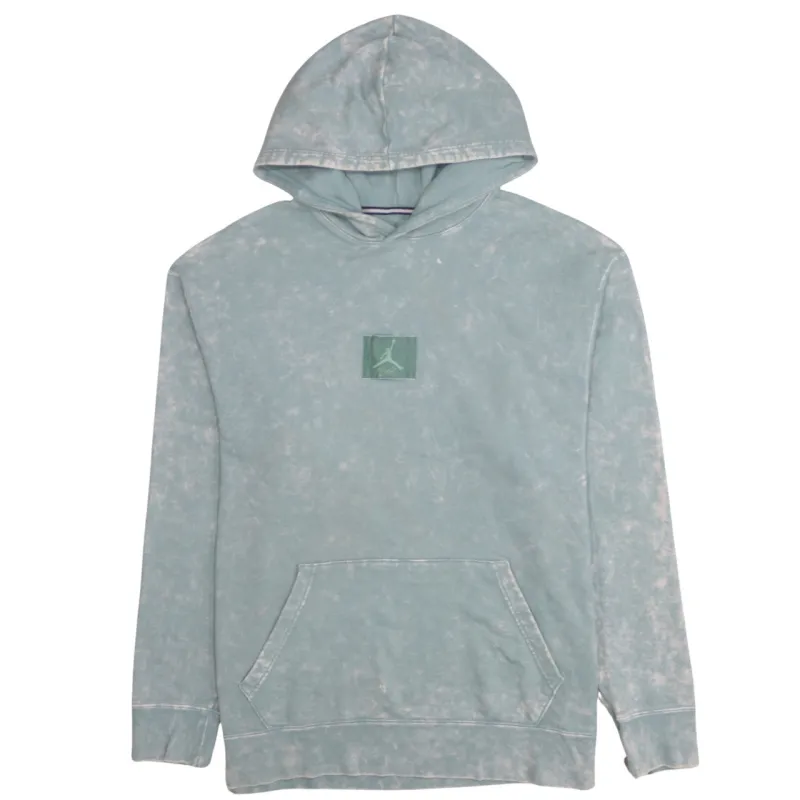 Jordan Green Acid Wash Hoodie Men's XLarge Printed Nike Flight Back Logo Pullover Sweatshirt made by Jordan