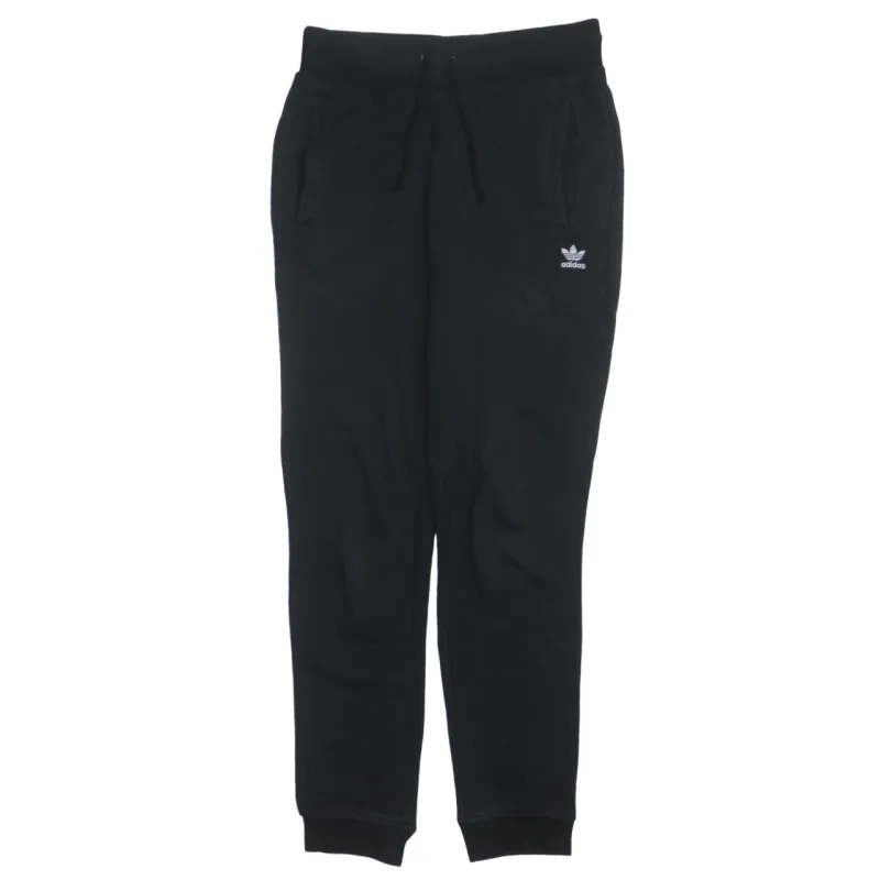 Adidas Black Joggers Women’s Small Embroidered Trefoil Logo Drawstring Waist Cuffed Sweatpants sold by Vintage Club