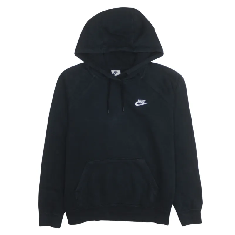 Nike Black Hoodie Men's Medium Embroidered Swoosh Chest Logo Front Pocket Pullover Sweatshirt sold by Vintage Club