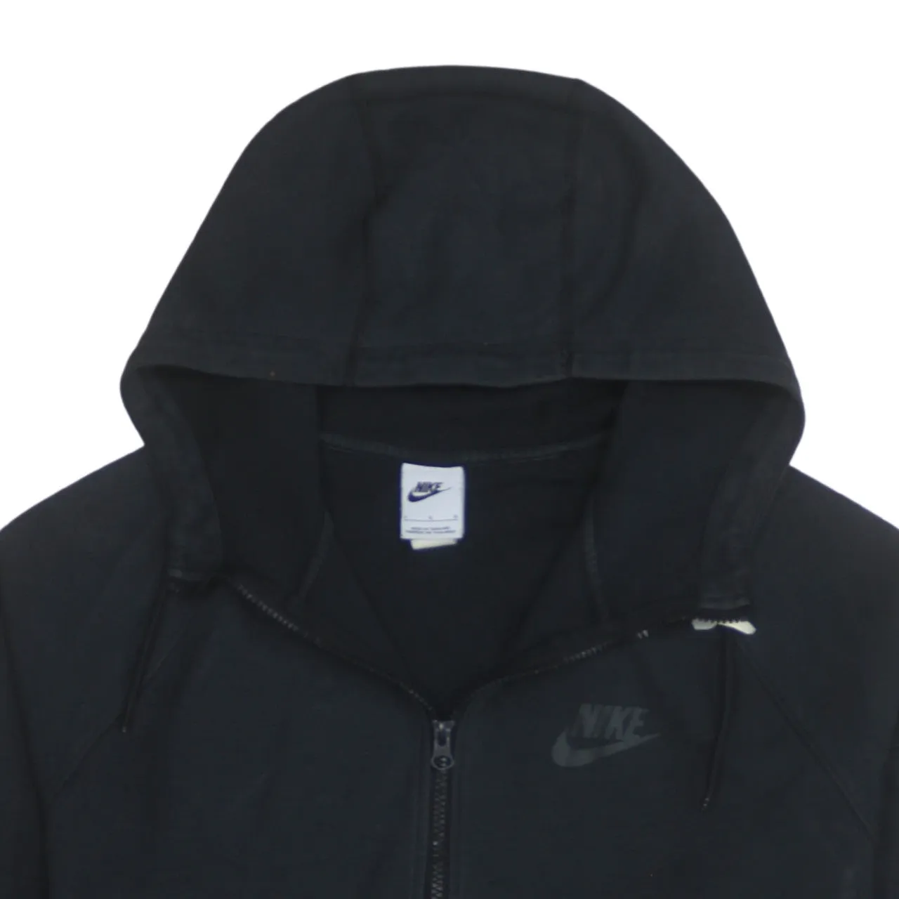 Nike Black Full Zip Hoodie Women’s Large Embroidered Swoosh Arm Zip Pocket Sweatshirt sold by Vintage Club product image thumbnail 3