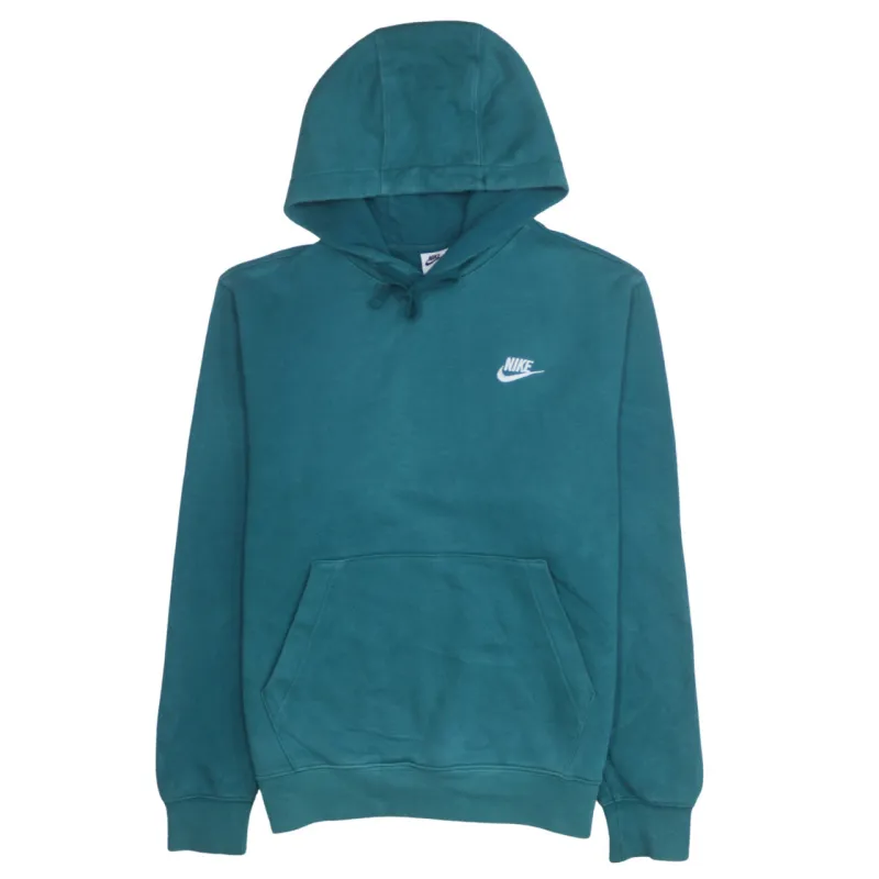 Nike Teal Green Hoodie Men’s Small Embroidered Swoosh Logo Front Pocket Pullover Sweatshirt sold by Vintage Club