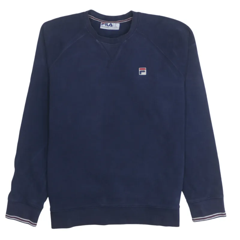 Fila Navy Blue Sweatshirt Men's Medium Embroidered Chest Logo Raglan Sleeve Pullover Top sold by Vintage Club