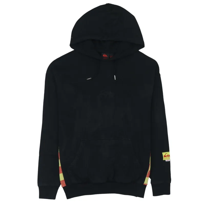 Quiksilver Black Hoodie Men's XSmall Embroidered Logo Side Stripe Pocket Pullover Sweatshirt sold by Vintage Club
