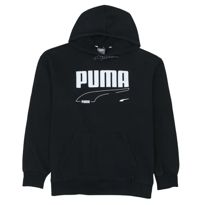 Puma Black Hoodie Men's Large Printed Logo Front Pocket Pullover Sweatshirt sold by Vintage Club