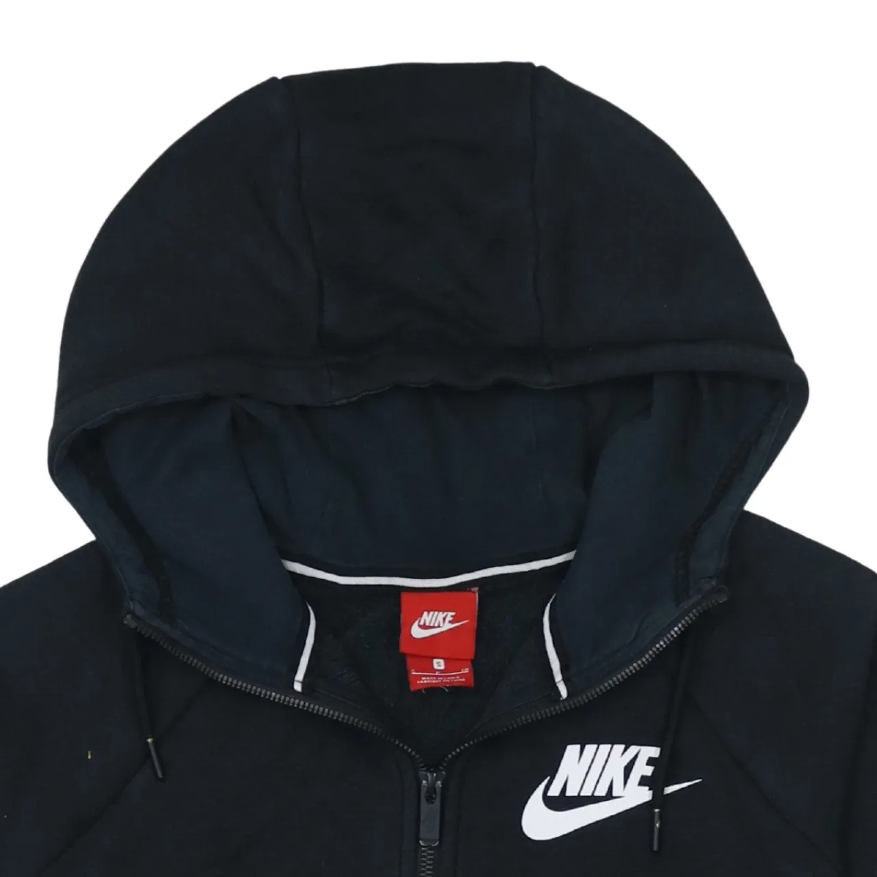 Nike Black Full Zip Hoodie Men's Small Printed Swoosh Logo Drawstring Pockets Sweatshirt sold by Vintage Club product image thumbnail 3