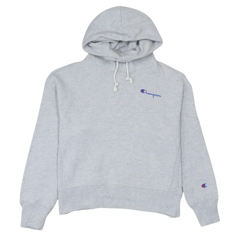 Champion Grey Hoodie Men's Small Embroidered Chest Logo Drawstring Hood Pullover Sweatshirt sold by Vintage Club
