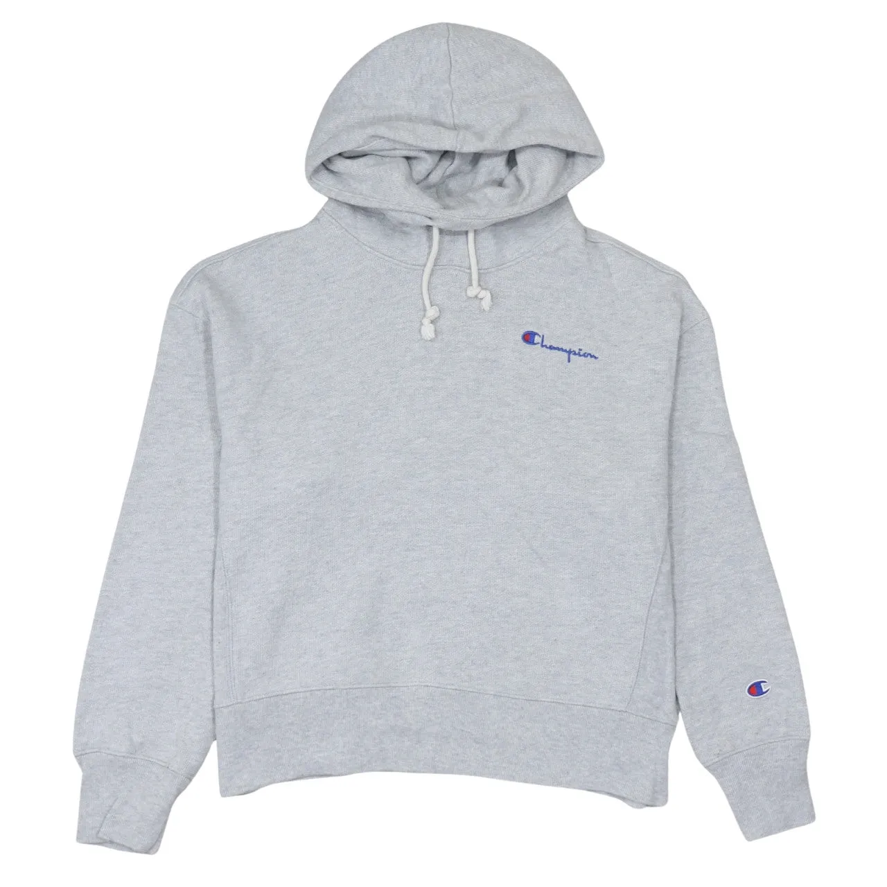 Champion Grey Hoodie Men's Small Embroidered Chest Logo Drawstring Hood Pullover Sweatshirt sold by Vintage Club