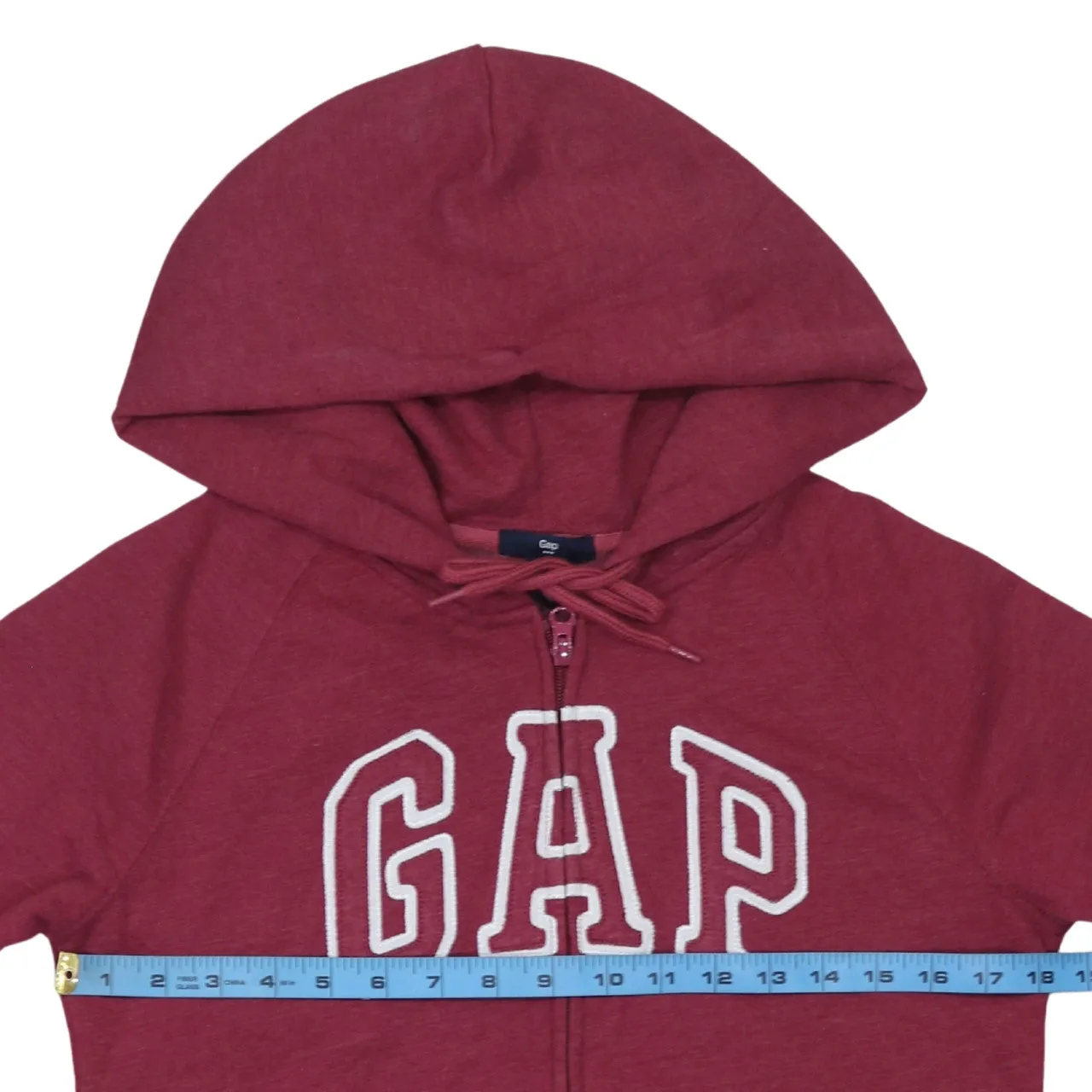 Gap Burgundy Red Zip Hoodie Women's Medium Embroidered Logo Split Pockets Sweatshirt sold by Vintage Club product image thumbnail 5