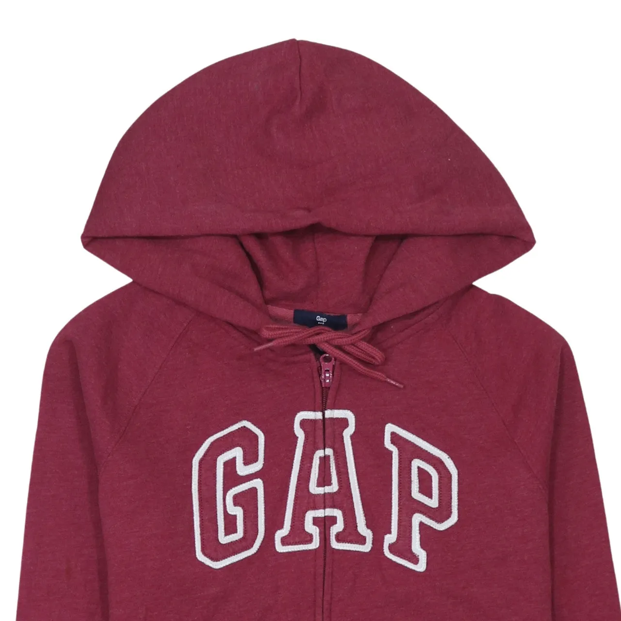 Gap Burgundy Red Zip Hoodie Women's Medium Embroidered Logo Split Pockets Sweatshirt sold by Vintage Club product image thumbnail 3