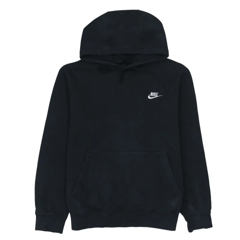 Nike Black Pullover Hoodie Men's Medium Embroidered Swoosh Logo Front Pocket Sweatshirt sold by Vintage Club