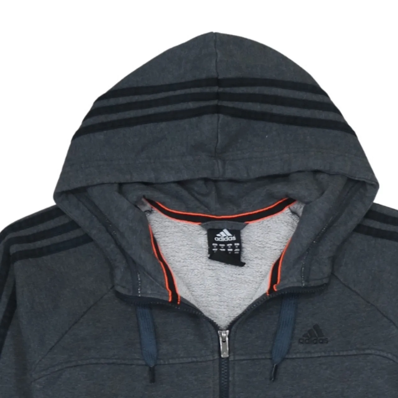 Adidas Dark Grey Full Zip Hoodie Women's Medium Three Stripe Sleeves Embroidered Logo Sweatshirt sold by Vintage Club product image thumbnail 3