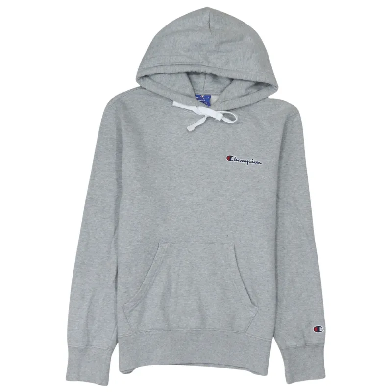 Champion Grey Hoodie Men's Small Embroidered Script Logo Front Pocket Pullover Sweatshirt sold by Vintage Club