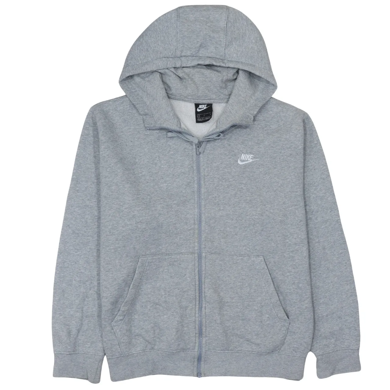 Nike Grey Full Zip Hoodie Men's Large Embroidered Swoosh Split Pocket Fleece Sweatshirt sold by Vintage Club