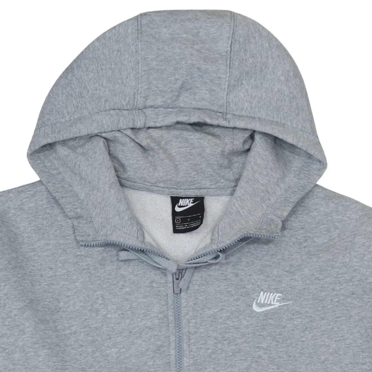 Nike Grey Full Zip Hoodie Men's Large Embroidered Swoosh Split Pocket Fleece Sweatshirt sold by Vintage Club product image thumbnail 3