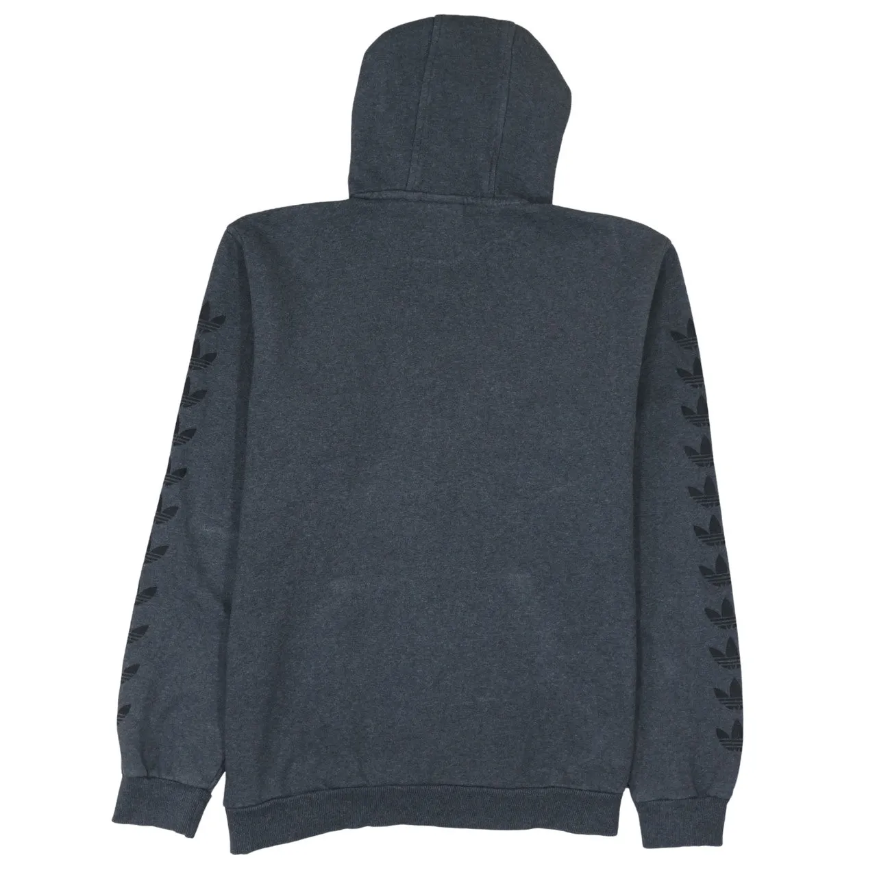 Adidas Dark Grey Hoodie Men's Medium Printed Trefoil Logo Sleeve Print Pullover Sweatshirt sold by Vintage Club product image thumbnail 2