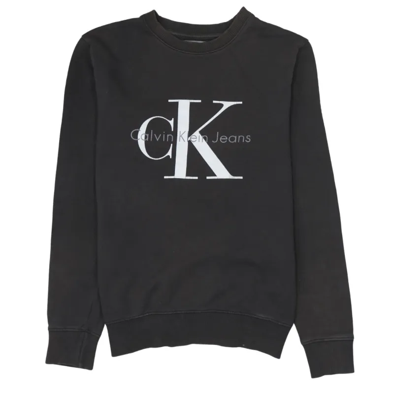Calvin Klein Black Sweatshirt Men's XSmall Printed CK Jeans Logo Crewneck Pullover Top sold by Vintage Club