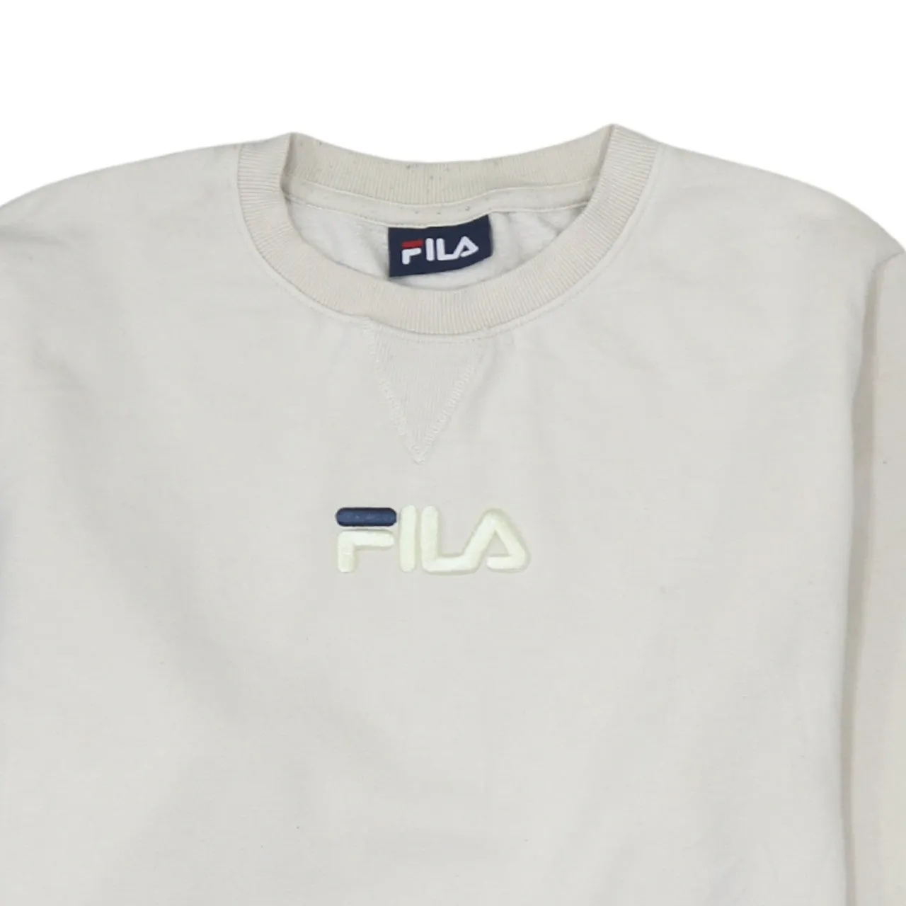 Fila Beige Cream Sweatshirt Men's Medium Embroidered Chest Logo Crewneck Pullover sold by Vintage Club product image thumbnail 3