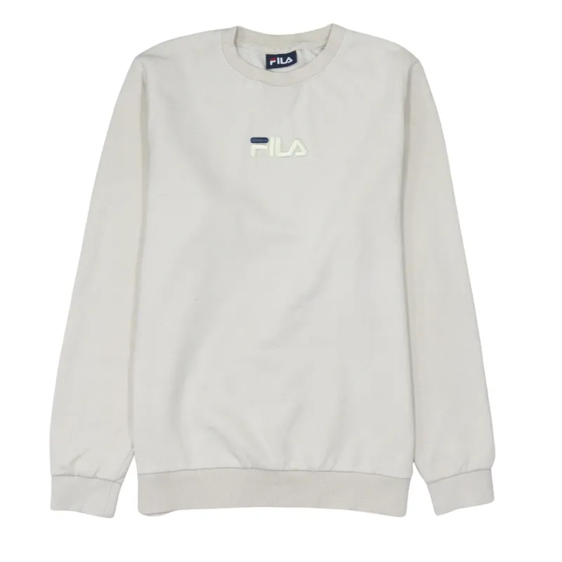 Fila Beige Cream Sweatshirt Men's Medium Embroidered Chest Logo Crewneck Pullover made by Fila