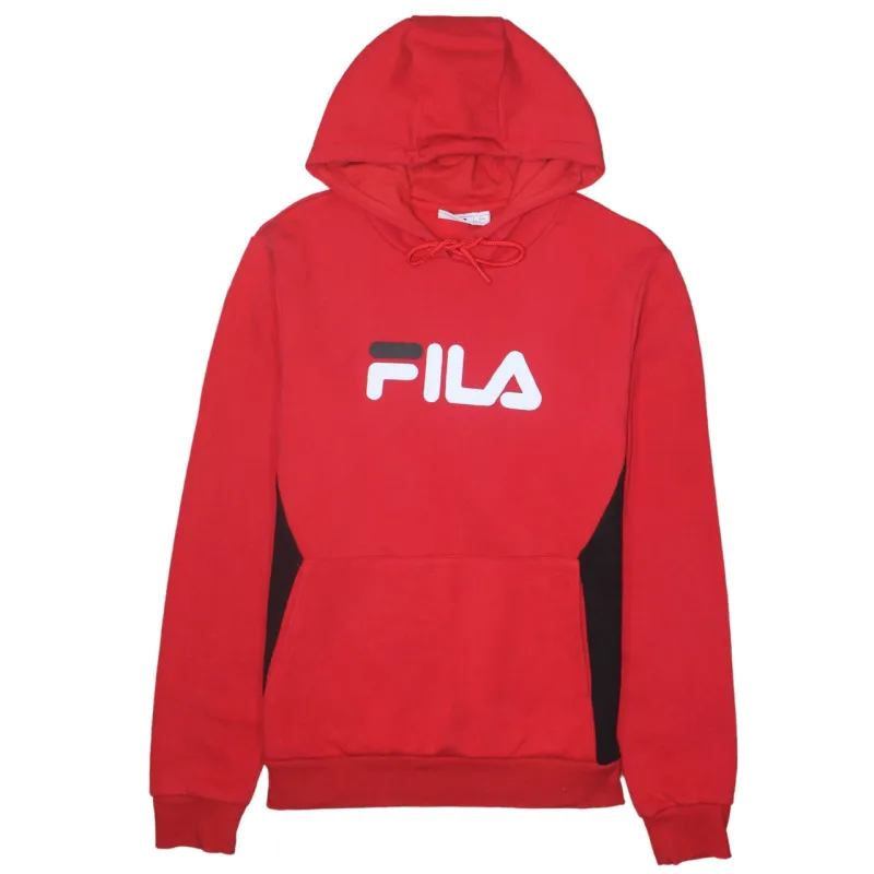 Fila Red Hoodie Women’s Large Printed Logo Front Pocket Pullover Sweatshirt sold by Vintage Club