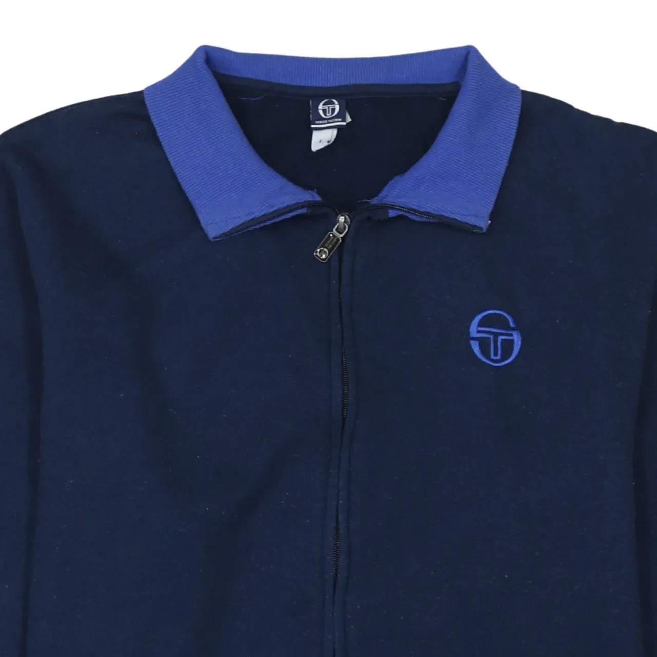 Sergio Tacchini Navy Blue Zip Sweatshirt Men’s Large Embroidered Chest Logo Contrast Collar Track Top sold by Vintage Club product image thumbnail 3