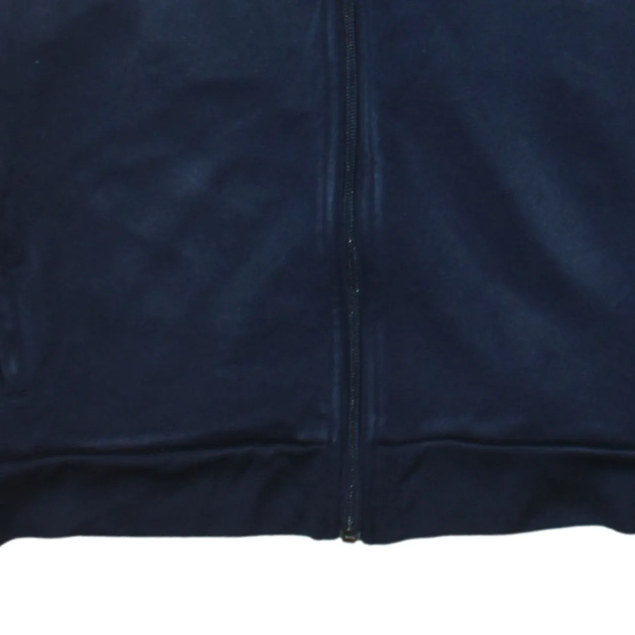 Adidas Navy Blue Track Jacket Men's Small Three Stripe Sleeves Embroidered Logo Zip Top sold by Vintage Club product image thumbnail 4