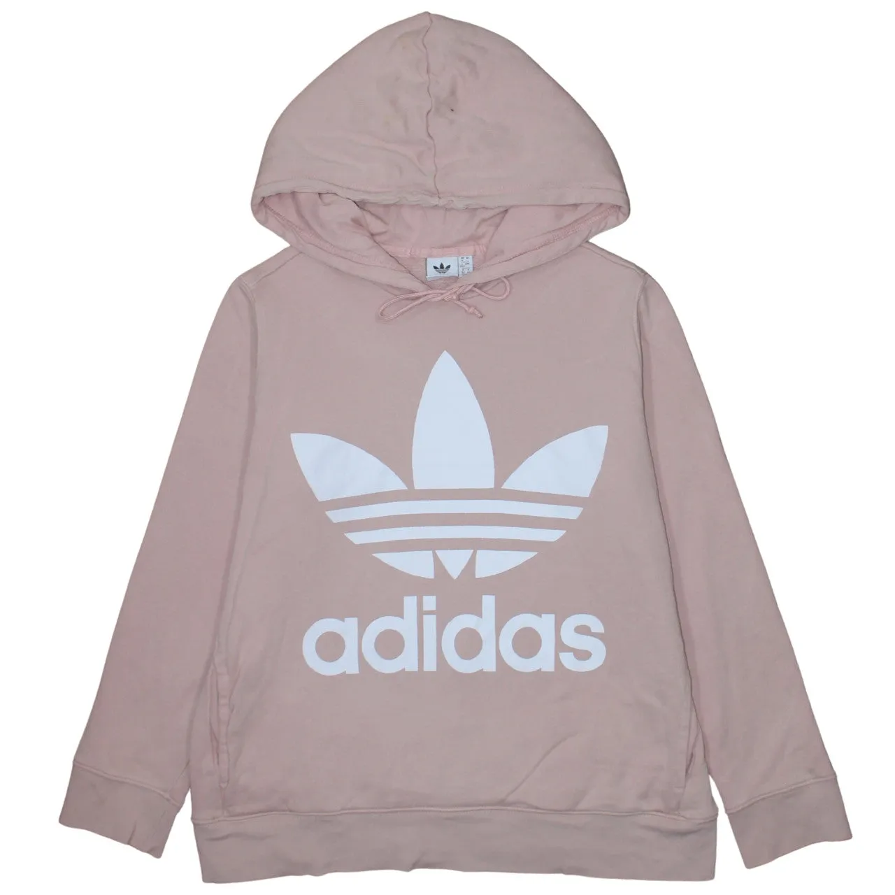 Adidas Pink Hoodie Women’s Large Trefoil Printed Logo Pullover Casual Sweatshirt Top sold by Vintage Club