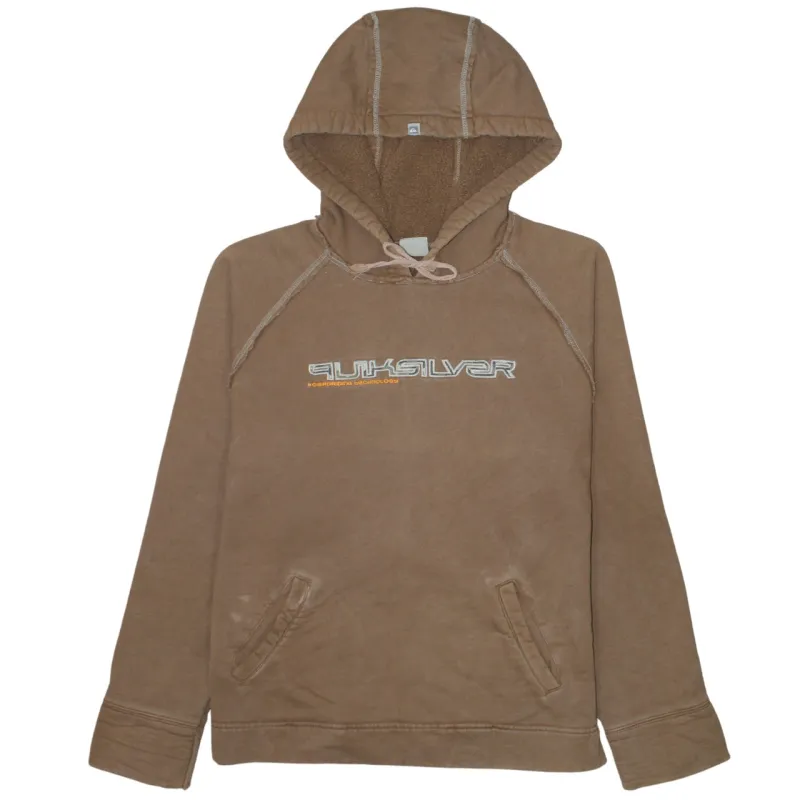 Quiksilver Brown Hoodie Women’s Medium Sherpa Lined Embroidered Logo Front Pockets Pullover made by Vintage Club