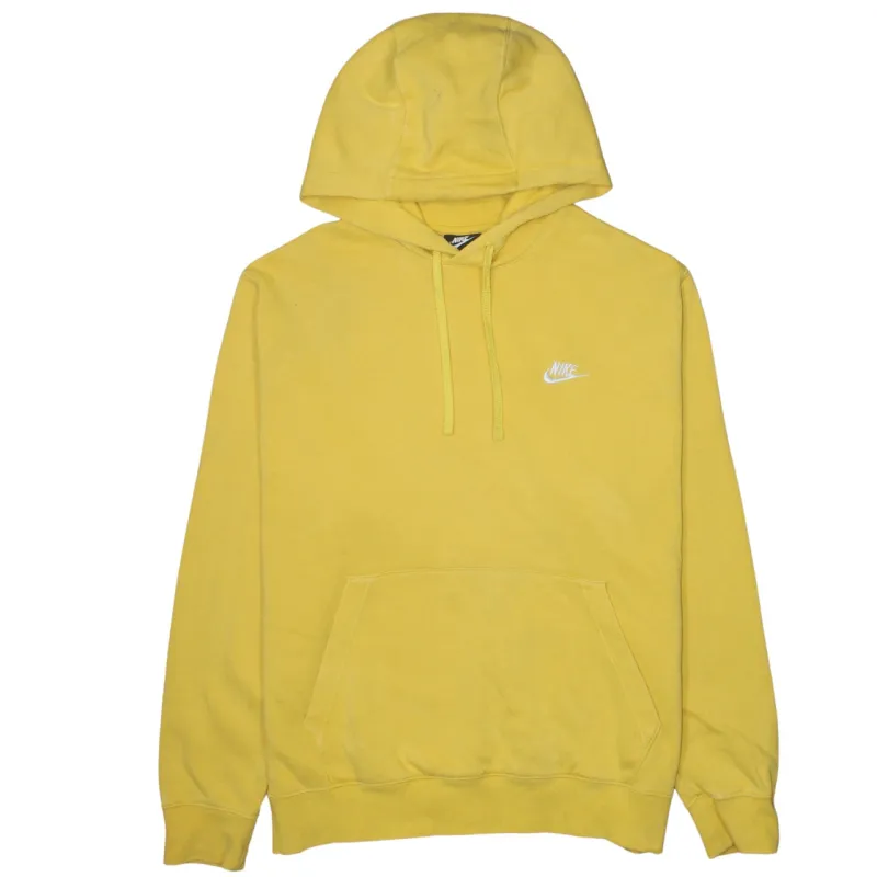 Nike Yellow Pullover Hoodie Men's Large Embroidered Swoosh Logo Front Pocket Sweatshirt sold by Vintage Club