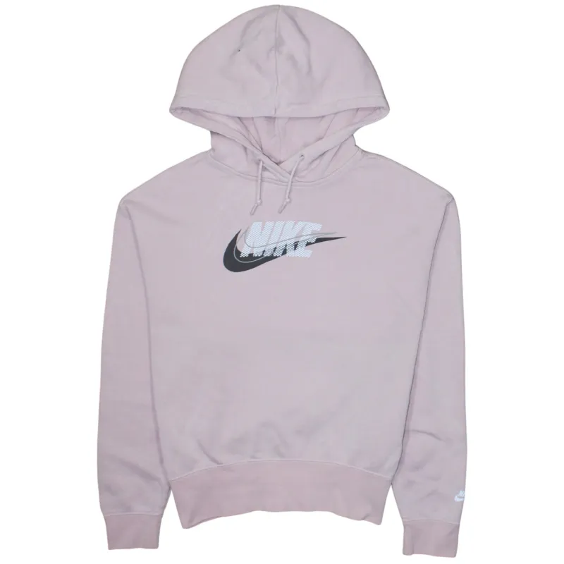 Nike Light Pink Hoodie Women’s XSmall Printed Logo Drawstring Hood Ribbed Hem Sweatshirt sold by Vintage Club