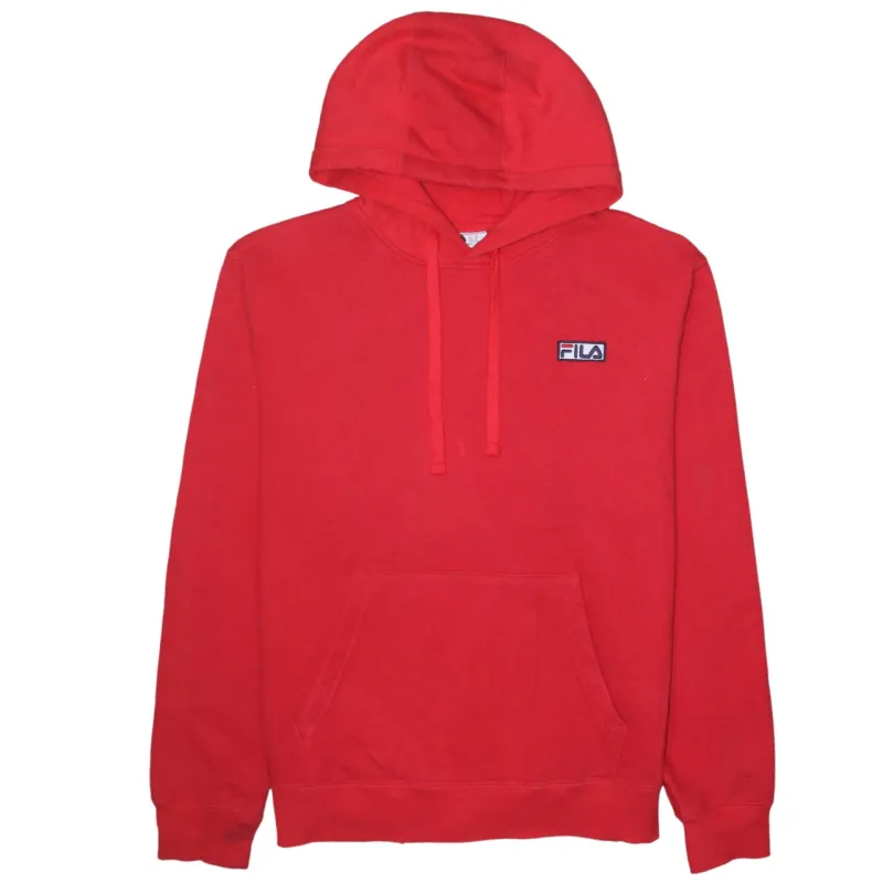Fila Red Hoodie Men's Medium Embroidered Chest Logo Drawstring Hood Front Pocket Sweatshirt made by Fila