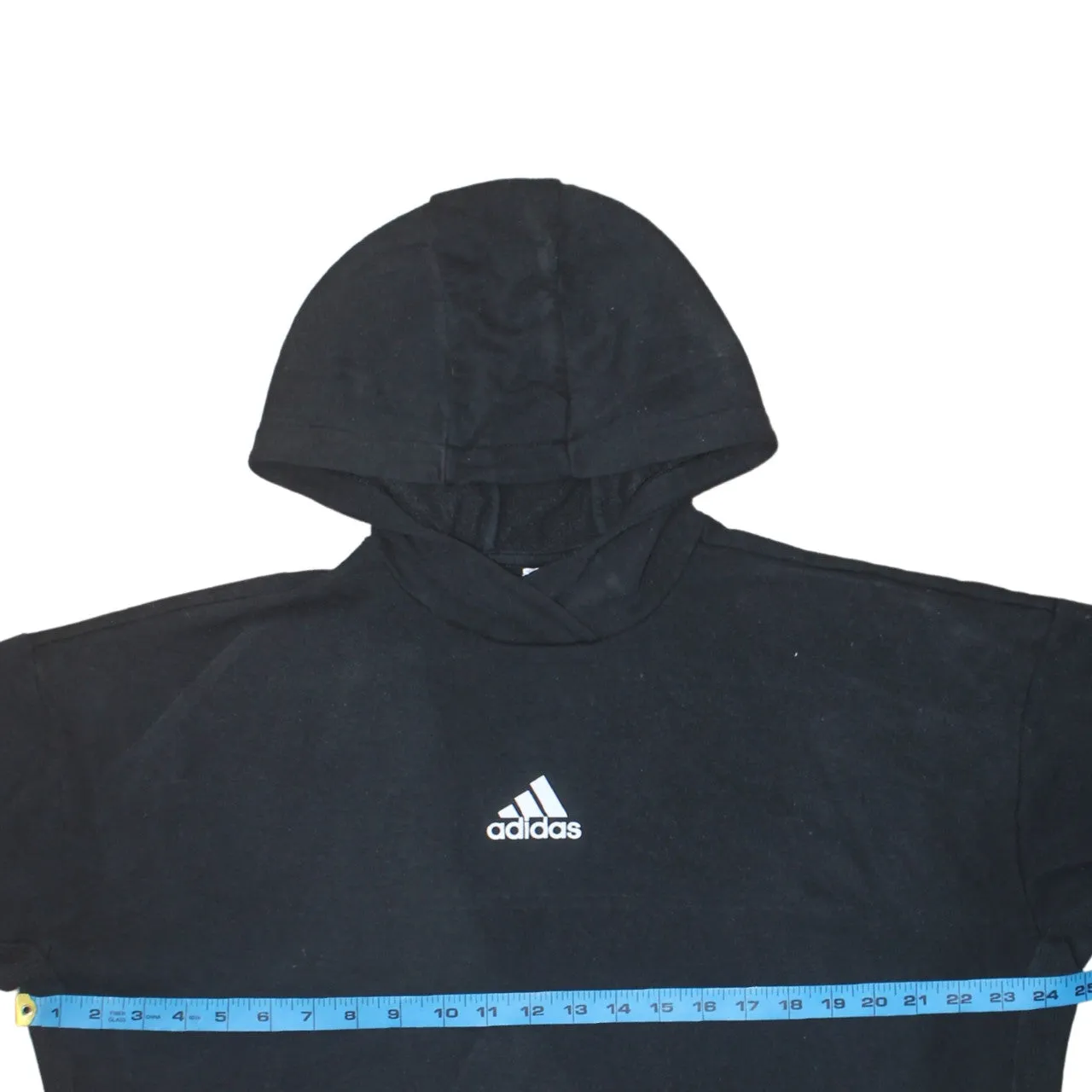 Adidas Black Hoodie Women’s Medium Embroidered Chest Logo Pullover Fleece Sweatshirt sold by Vintage Club product image thumbnail 5