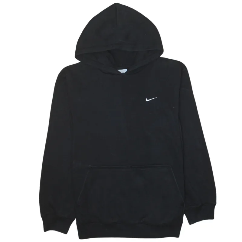 Nike Black Hoodie Women's Large Embroidered Swoosh Logo Front Pocket Pullover Sweatshirt sold by Vintage Club