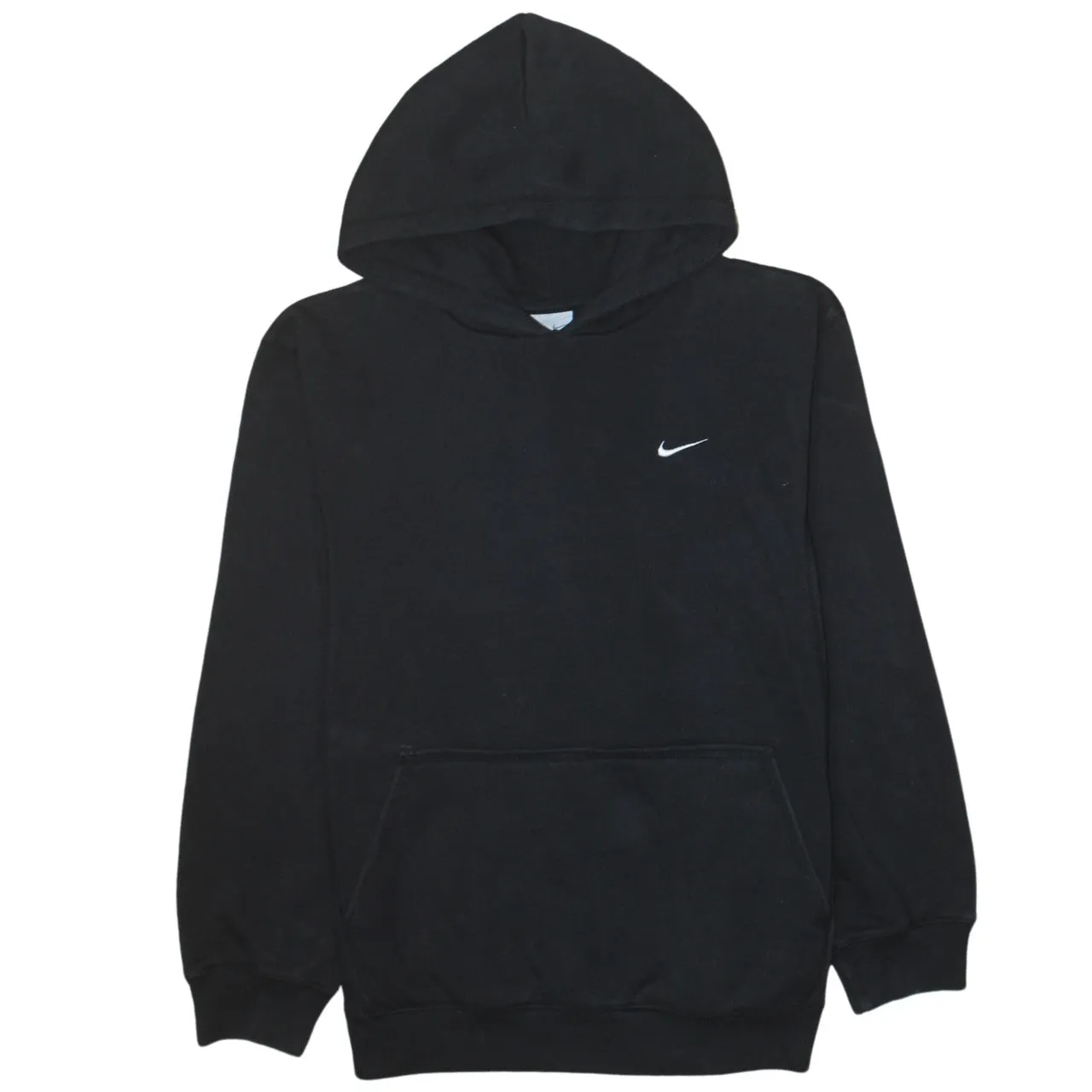 Nike Black Hoodie Women's Large Embroidered Swoosh Logo Front Pocket Pullover Sweatshirt sold by Vintage Club