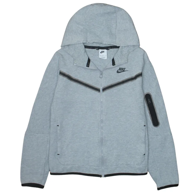 Nike Grey Full Zip Hoodie Women’s XLarge Embroidered Logo Zip Pockets Contrast Trim Sweatshirt sold by Vintage Club