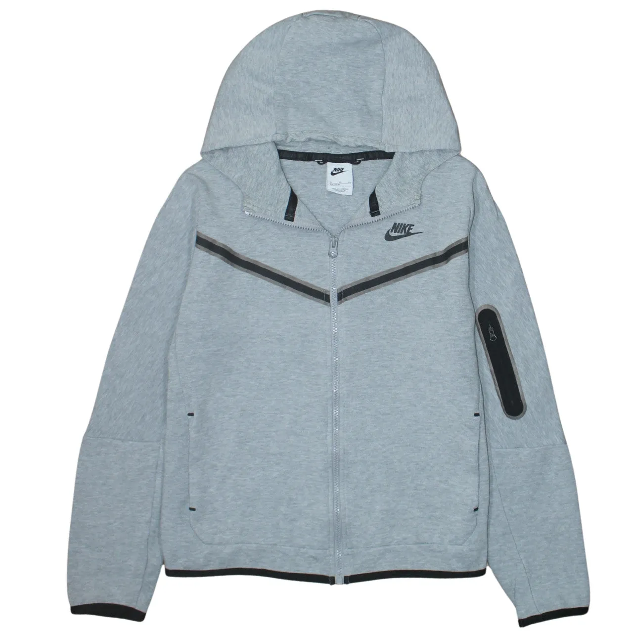 Nike Grey Full Zip Hoodie Women’s XLarge Embroidered Logo Zip Pockets Contrast Trim Sweatshirt sold by Vintage Club