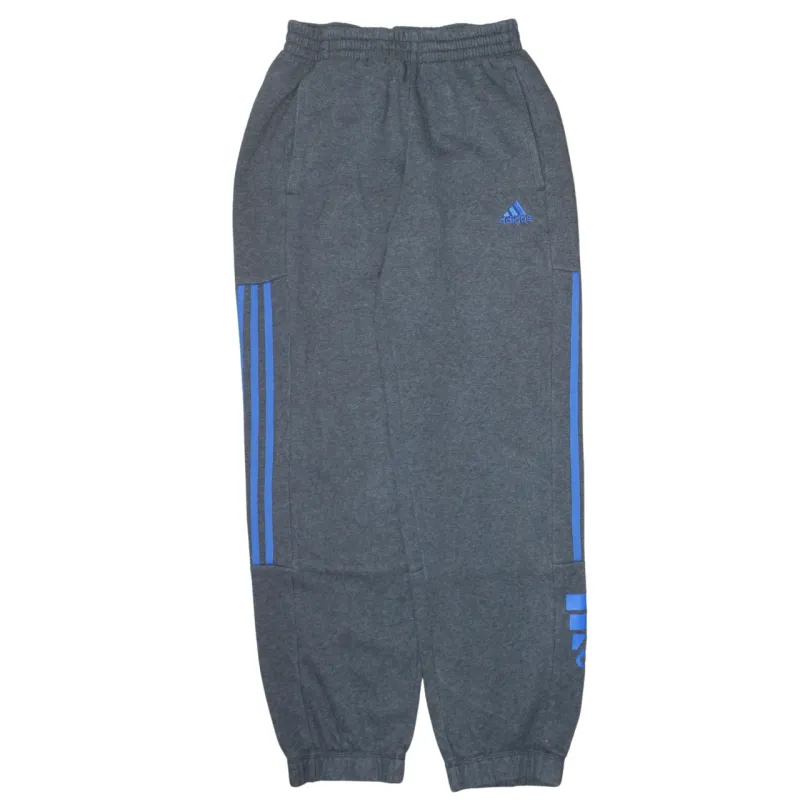 Adidas Dark Grey Joggers Men's Small Blue Three Stripe Logo Fleece Sweatpants sold by Vintage Club