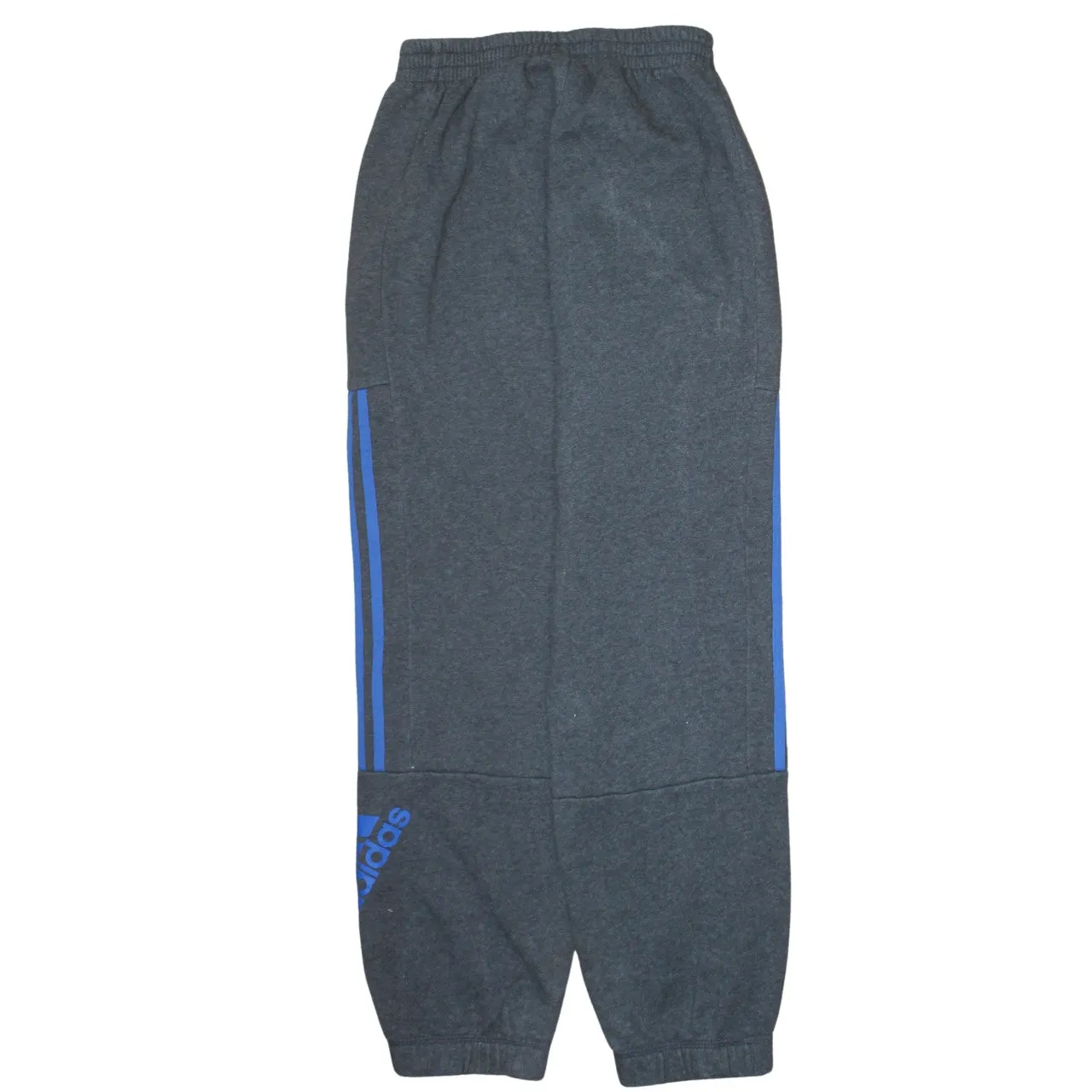 Adidas Dark Grey Joggers Men's Small Blue Three Stripe Logo Fleece Sweatpants sold by Vintage Club product image thumbnail 2