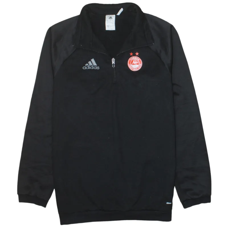 Adidas Black Quarter Zip Sweatshirt Women’s Large Aberdeen FC Crest Climalite Pullover Top made by Adidas