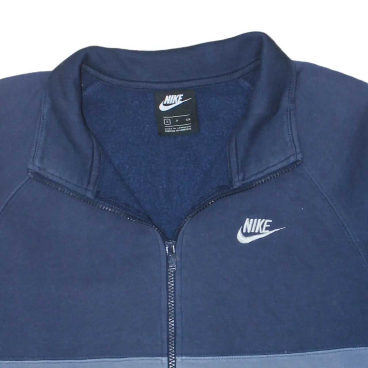 Nike Navy Blue Full Zip Sweatshirt Men's Small Embroidered Swoosh Split Colour Fleece Top sold by Vintage Club product image thumbnail 3