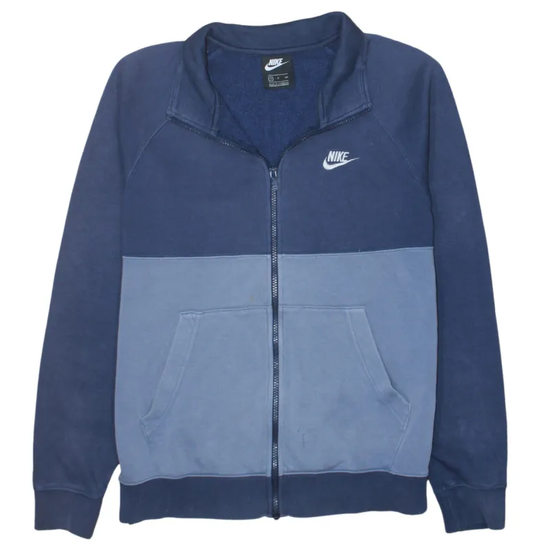 Nike Navy Blue Full Zip Sweatshirt Men's Small Embroidered Swoosh Split Colour Fleece Top sold by Vintage Club