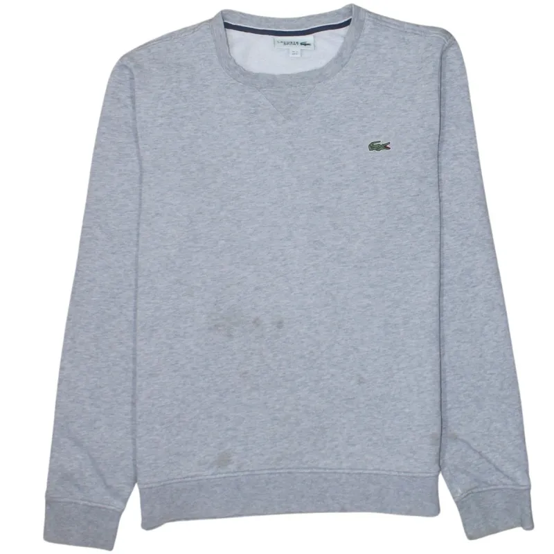 Lacoste Light Grey Sweatshirt Men's Medium Embroidered Croc Logo Crewneck Pullover Jumper made by Lacoste