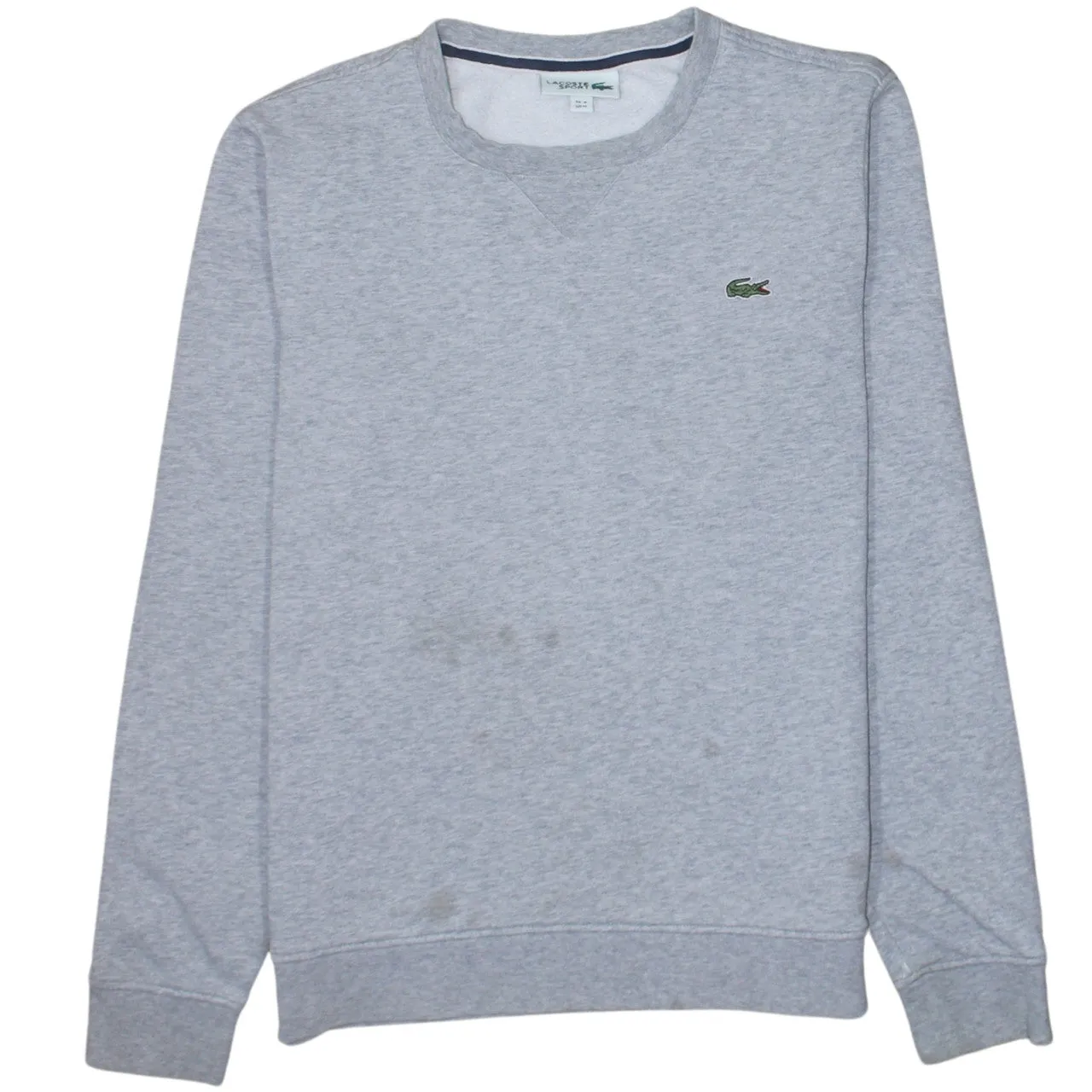 Lacoste Light Grey Sweatshirt Men's Medium Embroidered Croc Logo Crewneck Pullover Jumper sold by Vintage Club