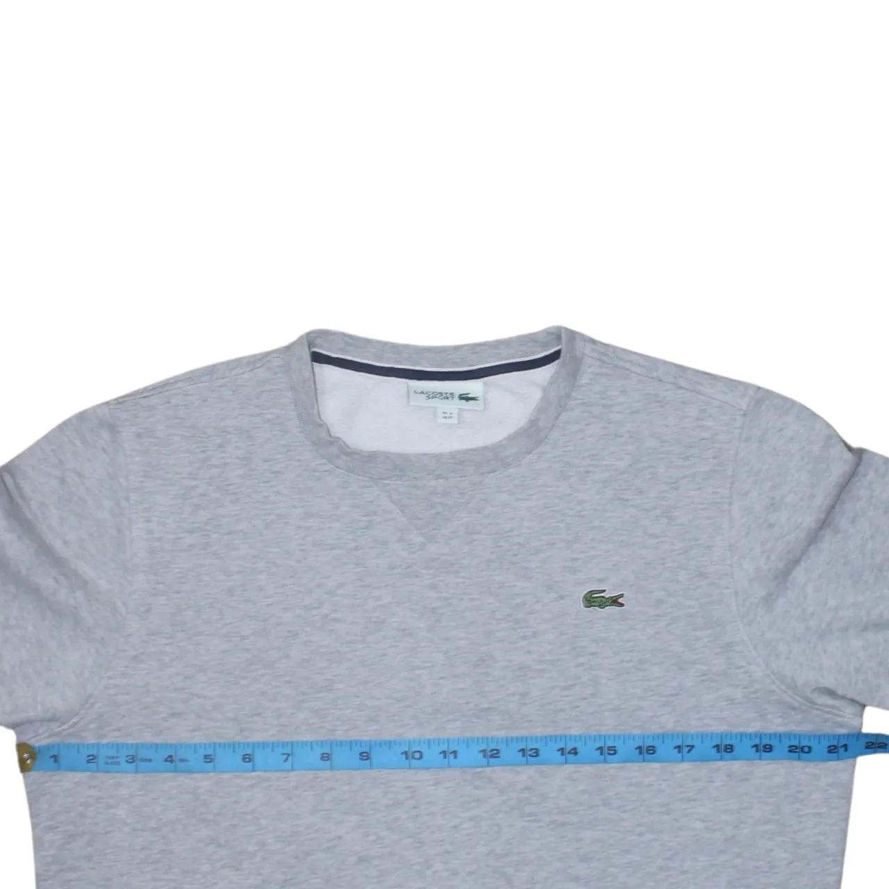 Lacoste Light Grey Sweatshirt Men's Medium Embroidered Croc Logo Crewneck Pullover Jumper sold by Vintage Club product image thumbnail 5